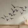 Wallity Migration - Escultura de pared de metal con 11 pájaros negros